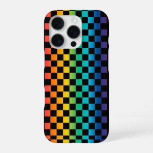 Gradient LGBTQ Chequered Rainbow Pride iPhone 16 Pro Case