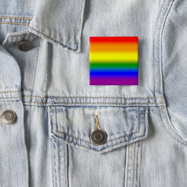 Gradient LGBTQ+ Rainbow Pride Flag - Rainbow Flag 15 Cm Square Badge (In Situ)