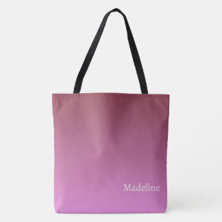 Gradient light to dark tone pink tote bag