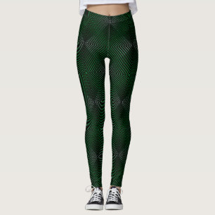 Gradient lines pattern 01.Green Black BG Leggings