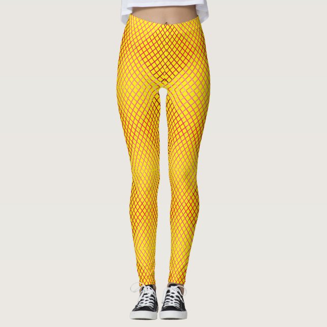 Gradient lines pattern 02 Pink BYellow BG Leggings (Front)