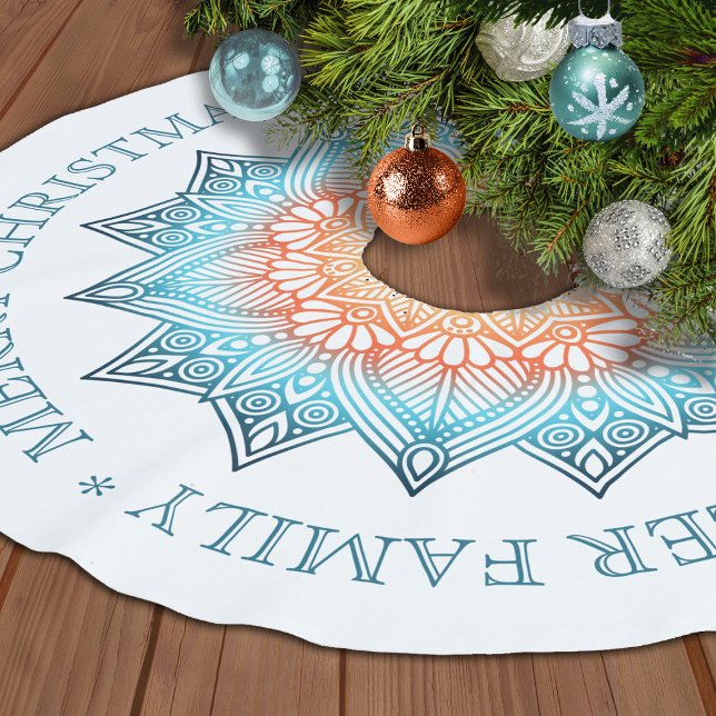 Gradient Mandala Christmas Greetings Brushed Polyester Tree Skirt (Creator Uploaded)