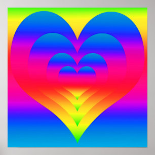 Gradient Nested Rainbow Hearts Poster