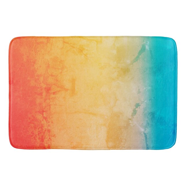 Gradient ombre coral blush beige blue soft blurred bath mat (Front)