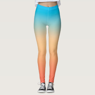 Gradient ombre coral blush beige blue soft blurred leggings
