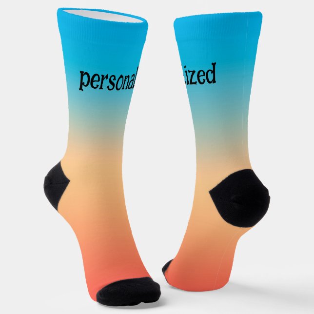 Gradient ombre coral blush beige blue soft blurred socks (Angled)