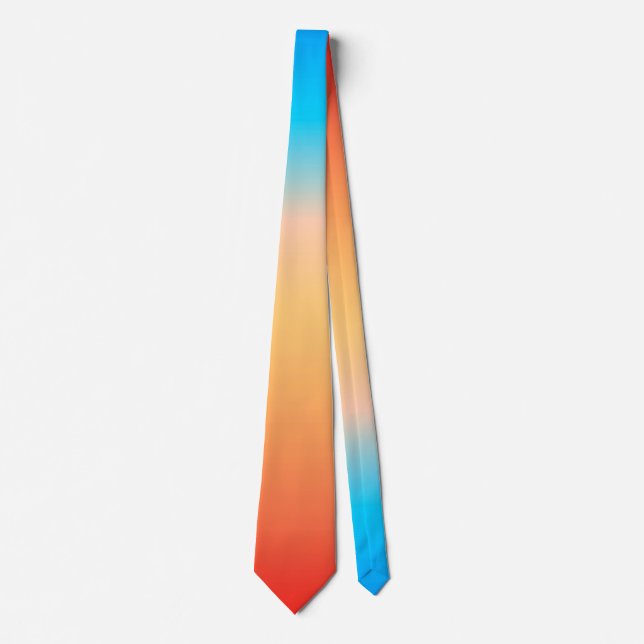 Gradient ombre coral blush beige blue soft blurred tie (Front)