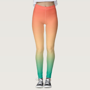 Gradient ombre coral blush beige green soft blurre leggings