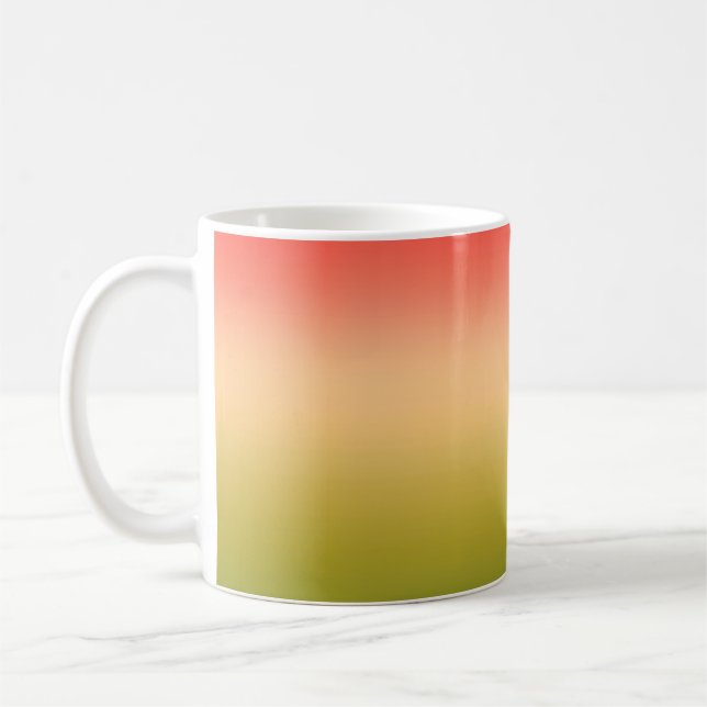 Gradient ombre coral blush beige lime soft blurred coffee mug (Left)