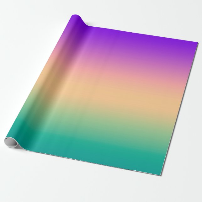 Gradient ombre green yellow pink purple soft blurr wrapping paper (Unrolled)