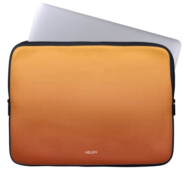 Gradient Ombre Orange Personalised Laptop Sleeve (Front)