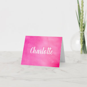 Gradient Ombre Pink Watercolor Personalised Name Note Card