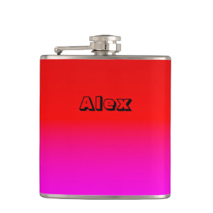 gradient ombre red pink , scarlet , red , pink  hip flask