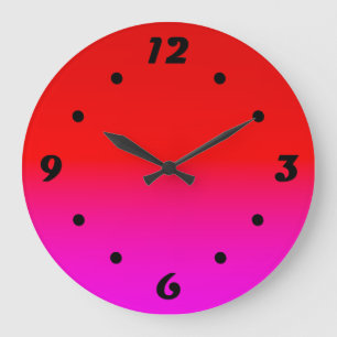 gradient ombre red pink , scarlet , red , pink large clock