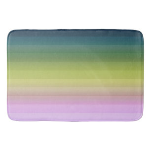 Gradient ombre stripe lined soft blurred green bei bath mat