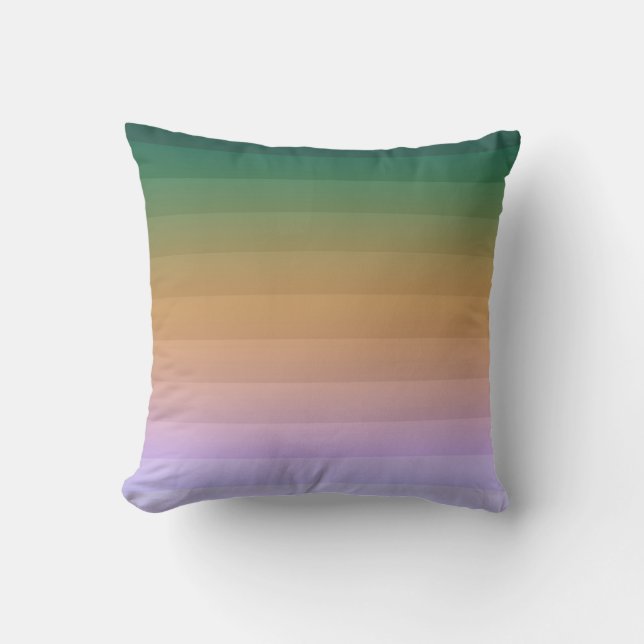 Gradient ombre stripe lined soft blurred green bei cushion (Front)