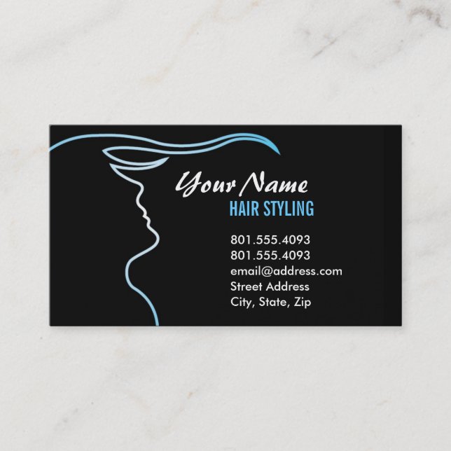Gradient Outline Hair Stylist Business Card (Front)