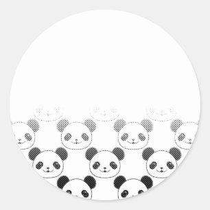 Gradient Panda Bear Pattern Classic Round Sticker
