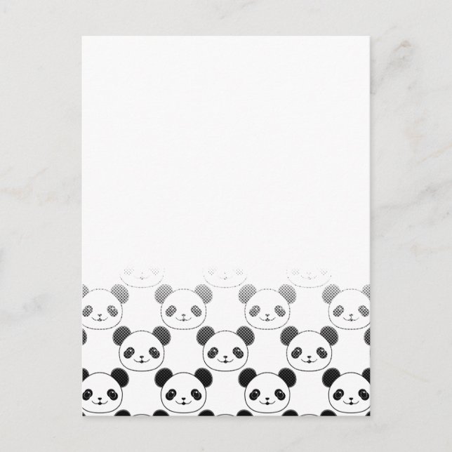 Gradient Panda Bear Pattern Postcard (Front)