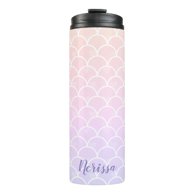 Gradient Pastel Purple Mermaid Scales Watercolor Thermal Tumbler (Front)