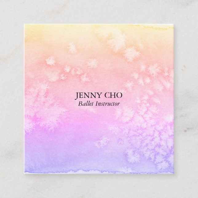 Gradient pastel watercolor business card square (Front)