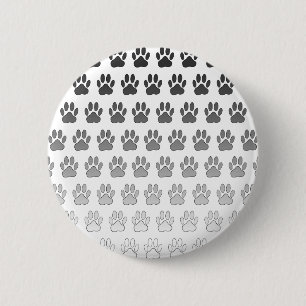 Gradient Paw Prints in Black & White & Grey 6 Cm Round Badge