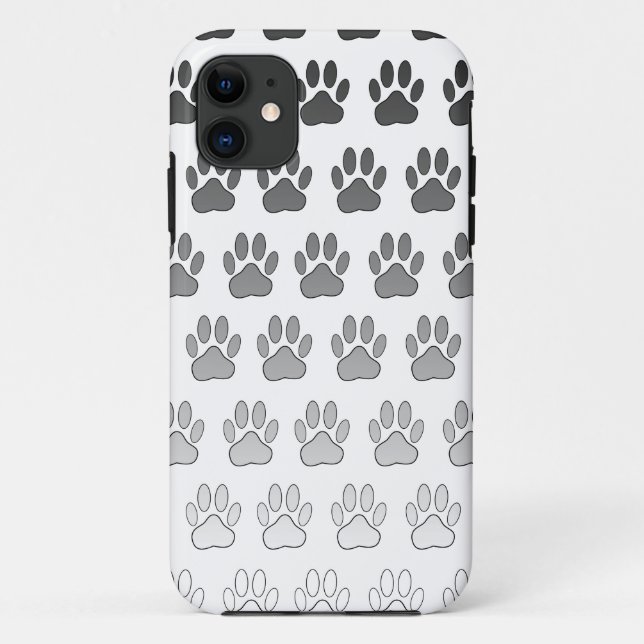 Gradient Paw Prints in Black & White & Grey Case-Mate iPhone Case (Back)