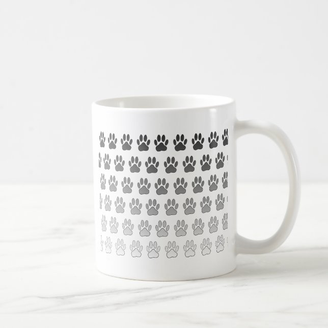 Gradient Paw Prints in Black & White & Grey Coffee Mug (Right)