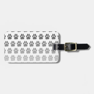 Gradient Paw Prints in Black & White & Grey Luggage Tag