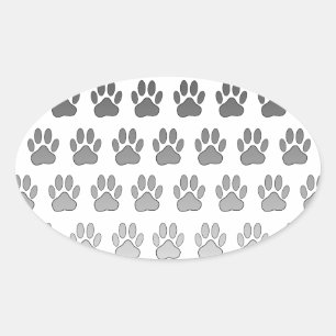 Gradient Paw Prints in Black & White & Grey Oval Sticker