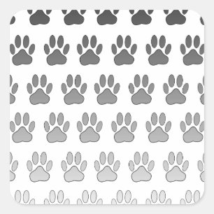 Gradient Paw Prints in Black & White & Grey Square Sticker