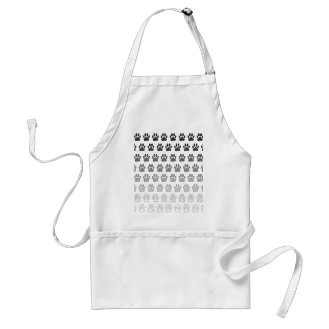 Gradient Paw Prints in Black & White & Grey Standard Apron (Front)
