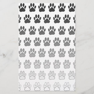 Gradient Paw Prints in Black & White & Grey Stationery