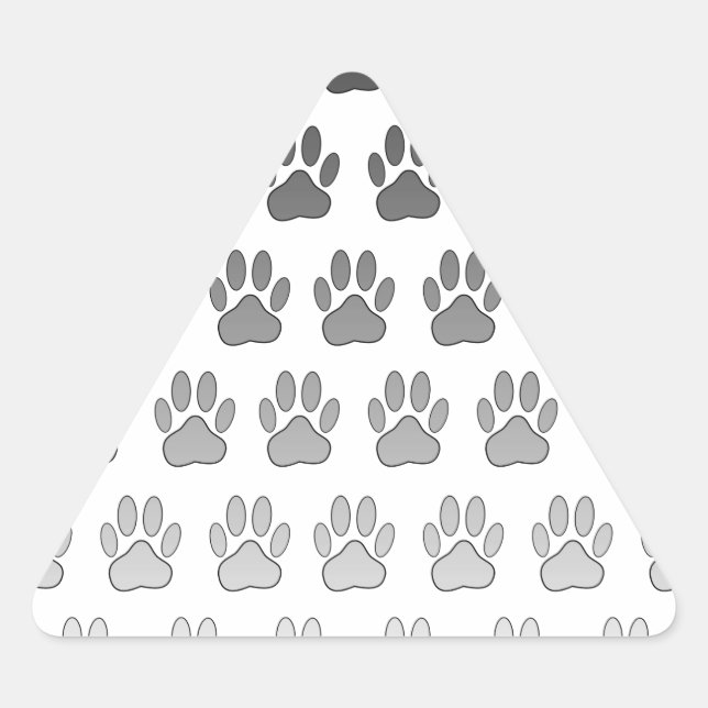 Gradient Paw Prints in Black & White & Grey Triangle Sticker (Front)