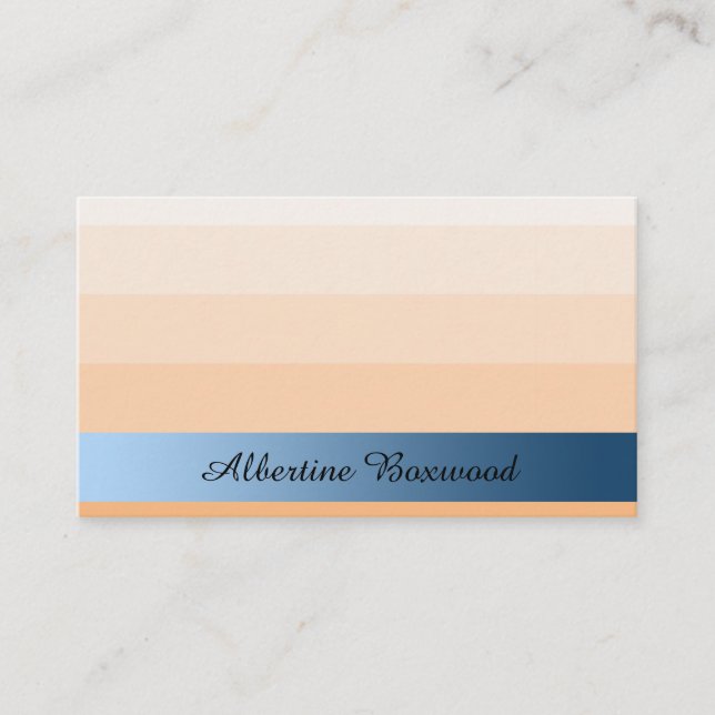 Gradient Peach with Blue Banner Custom Text Business Card (Front)