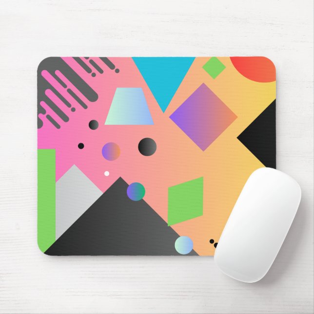 Gradient pink background Geometric lover Mouse Mat (With Mouse)