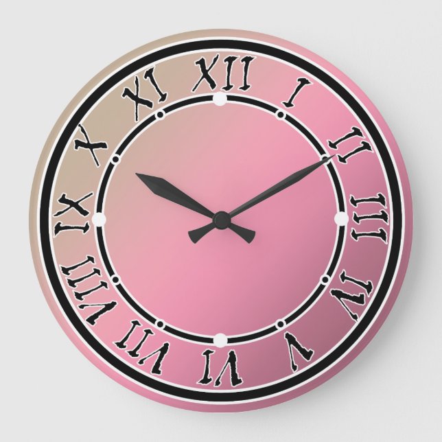 Gradient pink beige soft blur colours blush large clock (Front)