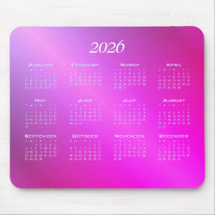 Gradient pink blue ombre calendar mouse mat