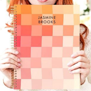 Gradient Pink Chequerboard Custom Name Planner