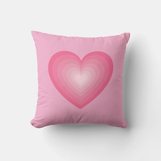 Gradient Pink Heart Design – Cute Love Symbol Cushion (Front)