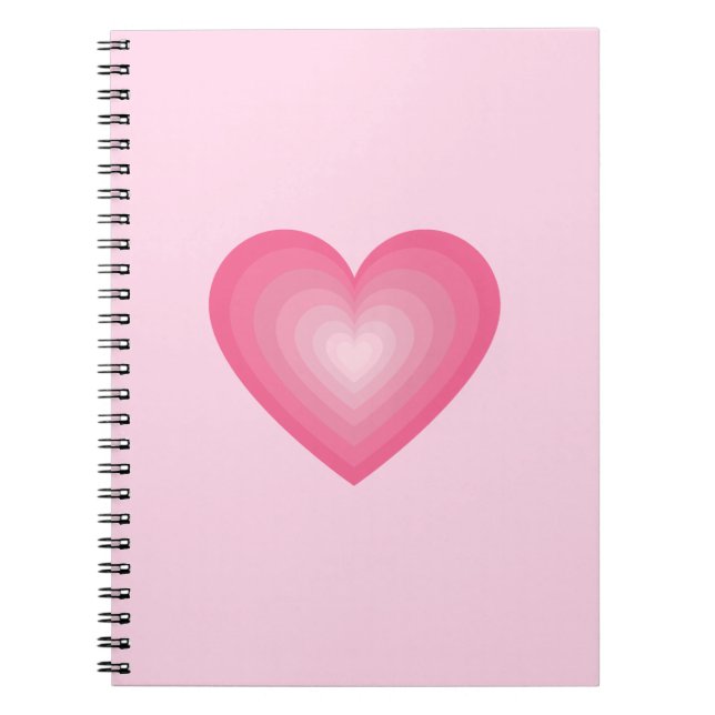 Gradient Pink Heart Design – Cute Love Symbol Notebook (Front)