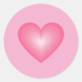 Gradient Pink Heart Design – Pastel Pink Love Sign Classic Round Sticker