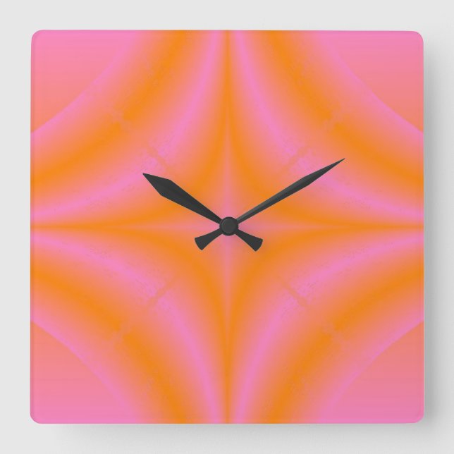 Gradient pink square wall clock (Front)