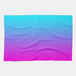 Gradient Pink to Blue Gradation Hot Pink Sky Blue Tea Towel