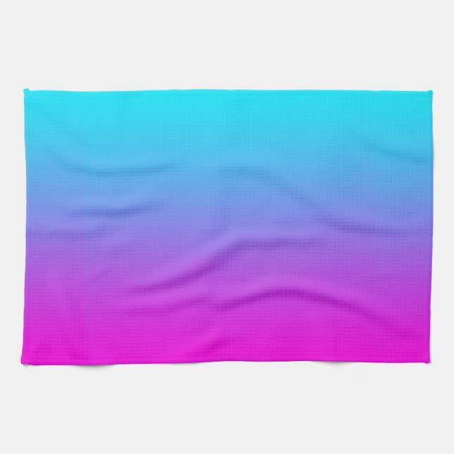 Gradient Pink to Blue Gradation Hot Pink Sky Blue Tea Towel (Horizontal)