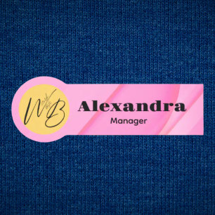 Gradient Pink Wave Modern Restaurant Employee Name Tag