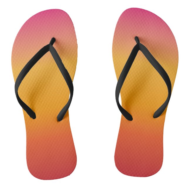 Gradient Pink Yellow Red Colourful Sunset  Flip Flops (Footbed)