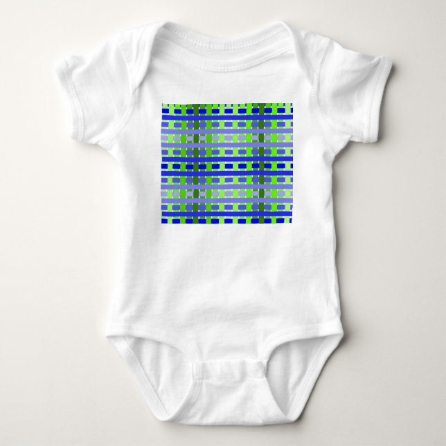 Gradient Plaid blue Baby Bodysuit (Front)