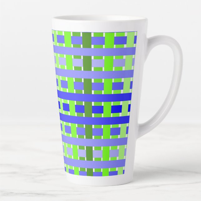 Gradient Plaid blue  Latte Mug (Right)