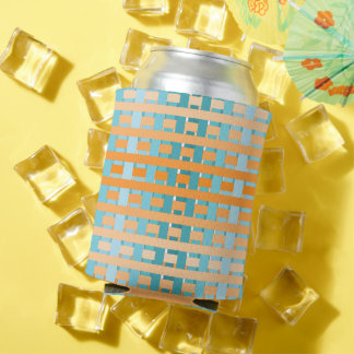 Gradient Plaid Orange Can Cooler